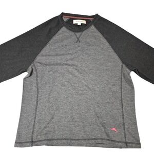 Tommy Bahama Crewneck‎ Sweatshirt XL Heather Gray Black Lightweight Elevated
